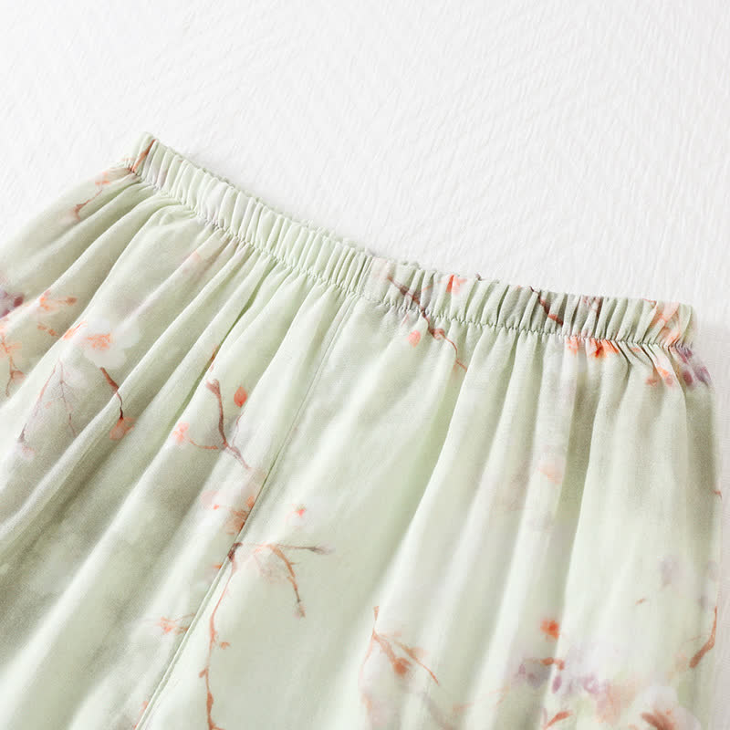 Ensemble pyjama en fibre de bambou à motif de fleurs de prunier