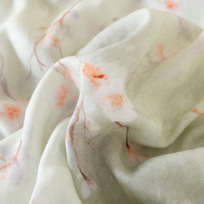 Chemise de nuit en coton à col rond et motif fleur de prunier