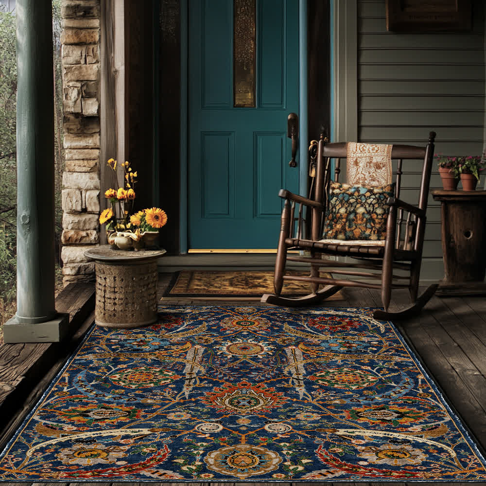 Tapis persan bohème lavable, doux et antidérapant