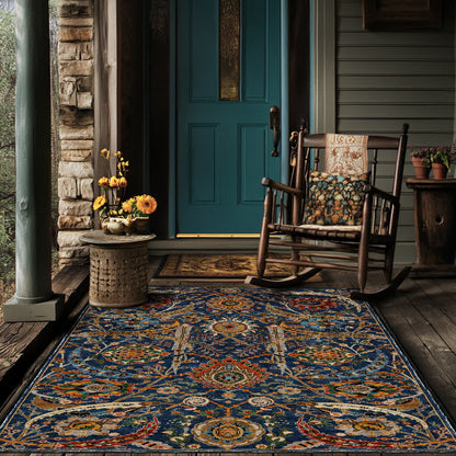 Tapis persan bohème lavable, doux et antidérapant