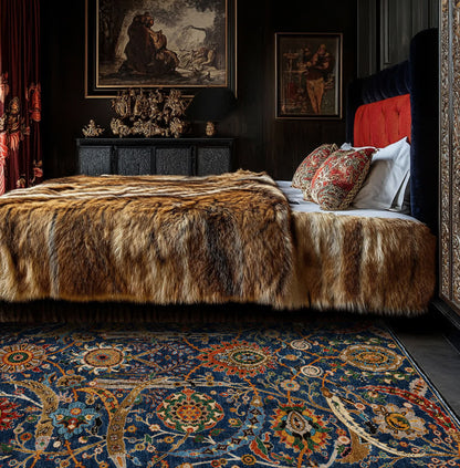 Tapis persan bohème lavable, doux et antidérapant
