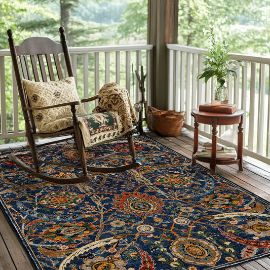 Tapis persan bohème lavable, doux et antidérapant