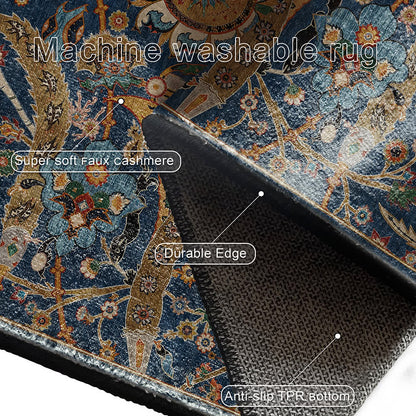 Tapis persan bohème lavable, doux et antidérapant