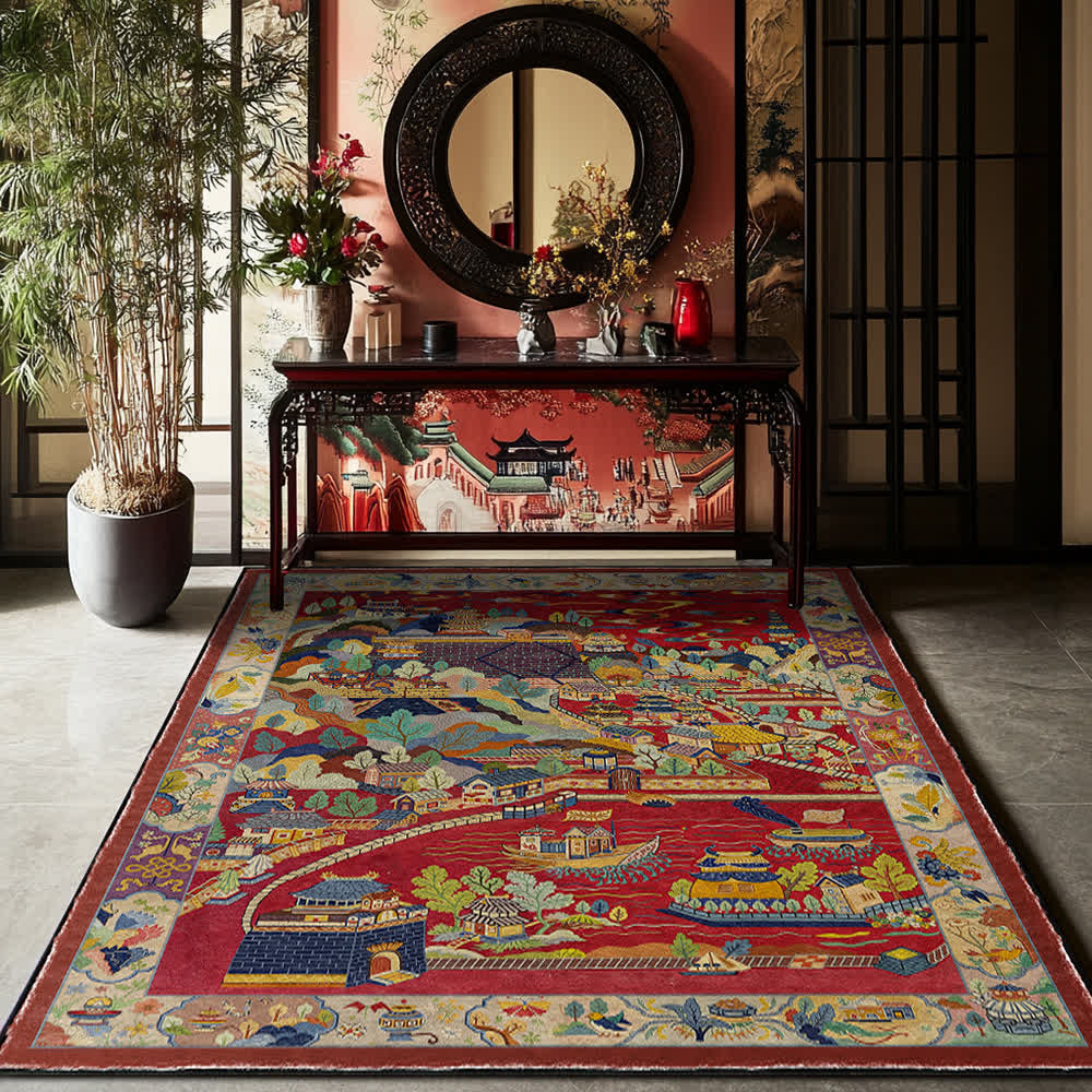Tapis pliable antidérapant avec paysage oriental