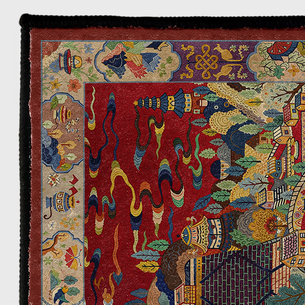 Tapis pliable antidérapant avec paysage oriental
