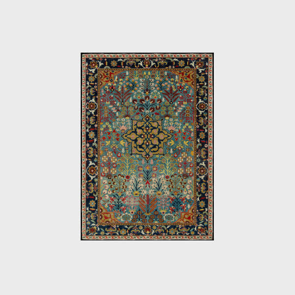 Tapis intérieur-extérieur antidérapant à motif floral bohème