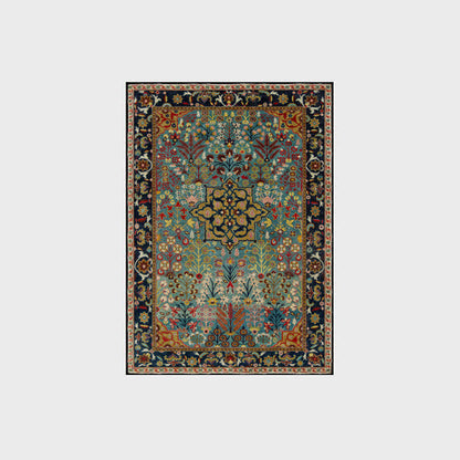 Tapis intérieur-extérieur antidérapant à motif floral bohème