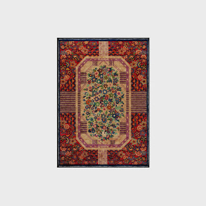 Tapis intérieur/extérieur vintage antidérapant et pliable à motif floral