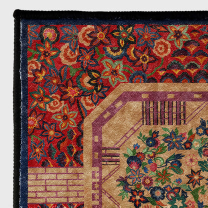 Tapis intérieur/extérieur vintage antidérapant et pliable à motif floral