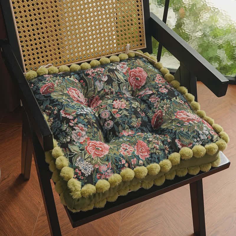 Coussin de chaise de sol doux de style vintage avec motif pivoine