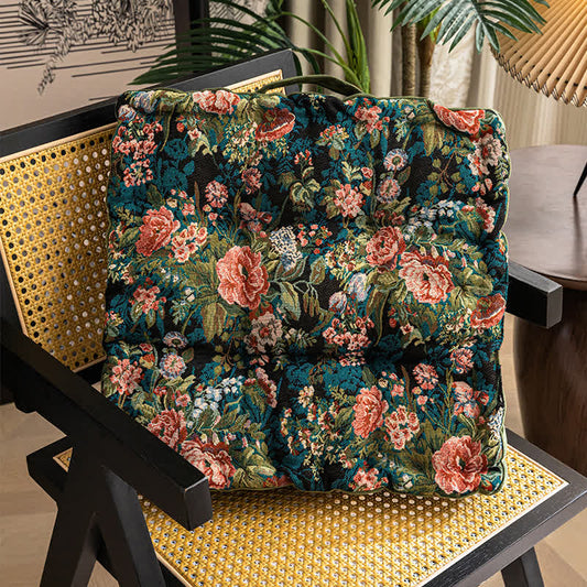 Coussin de chaise de sol doux de style vintage avec motif pivoine