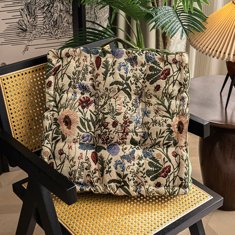 Coussin d'assise moelleux avec motif floral jacquard
