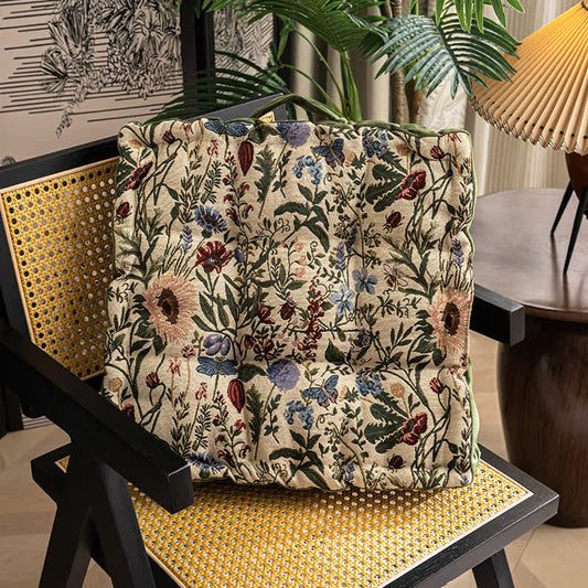 Coussin d'assise moelleux avec motif floral jacquard