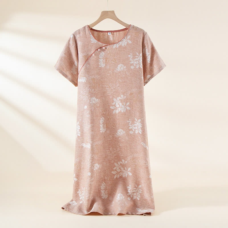 Vêtements d'intérieur teints en fil en jacquard de coton vintage avec boutons en perles