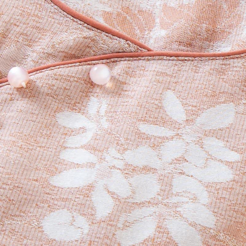 Vêtements d'intérieur teints en fil en jacquard de coton vintage avec boutons en perles
