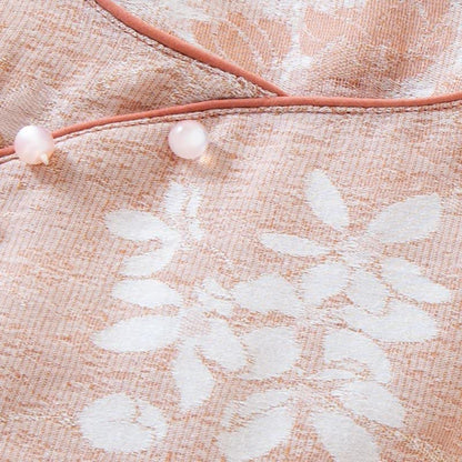 Vêtements d'intérieur teints en fil en jacquard de coton vintage avec boutons en perles