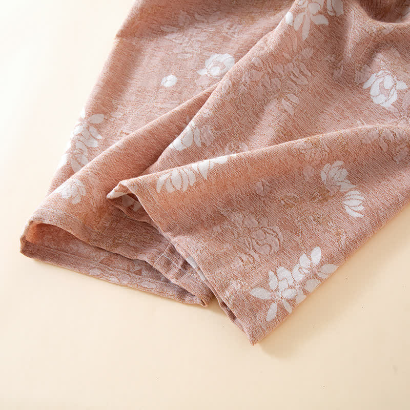Vêtements d'intérieur teints en fil en jacquard de coton vintage avec boutons en perles