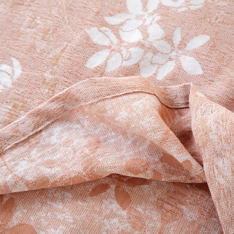 Vêtements d'intérieur teints en fil en jacquard de coton vintage avec boutons en perles