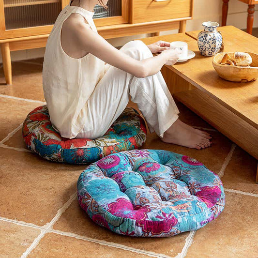 Decorativi, bequemes Bodenkissen mit Blumenmuster im Bohemian-Stil