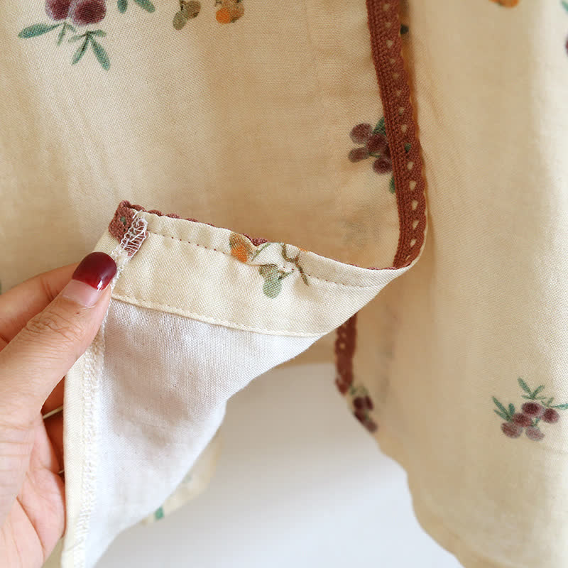 Chemise de nuit en coton respirant à manches longues avec imprimé nèfle