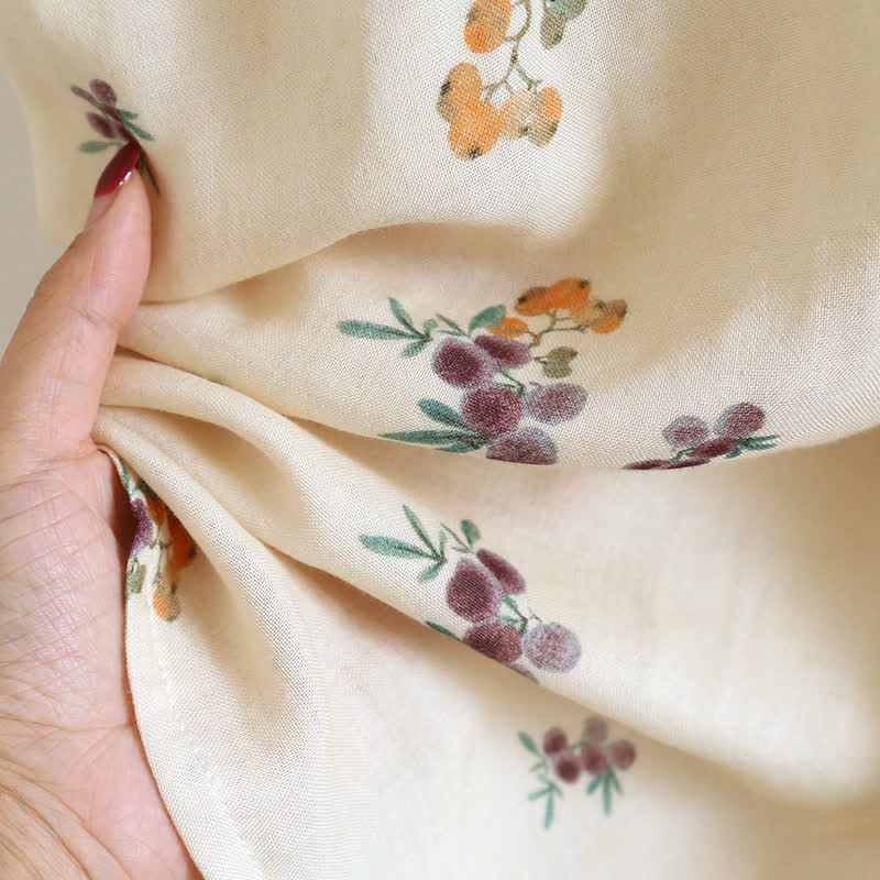Chemise de nuit en coton respirant à manches longues avec imprimé nèfle