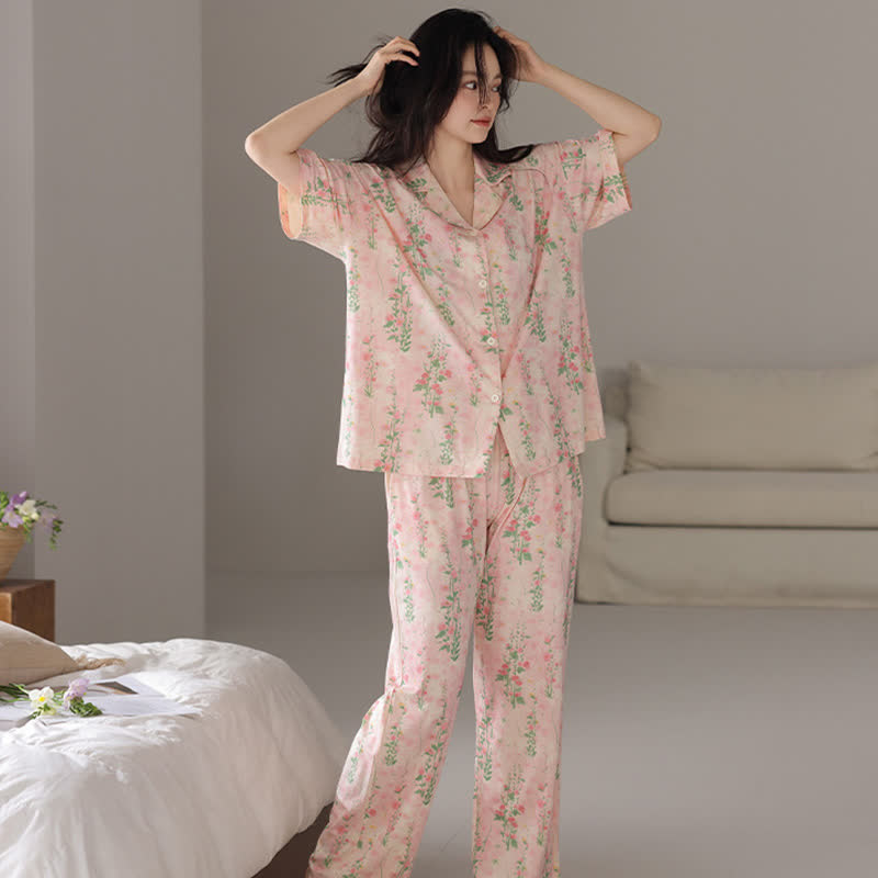 Ensemble de vêtements d'intérieur d'été à imprimé floral