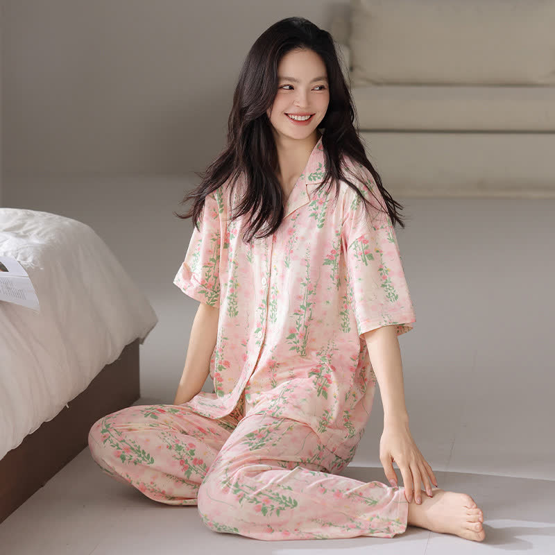 Ensemble de vêtements d'intérieur d'été à imprimé floral
