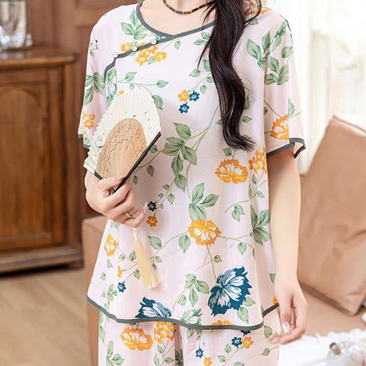 Ensemble de vêtements d'intérieur à manches courtes de style campagnard avec un look doux