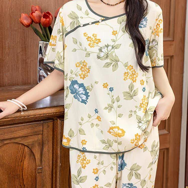 Ensemble de vêtements d'intérieur à manches courtes de style campagnard avec un look doux