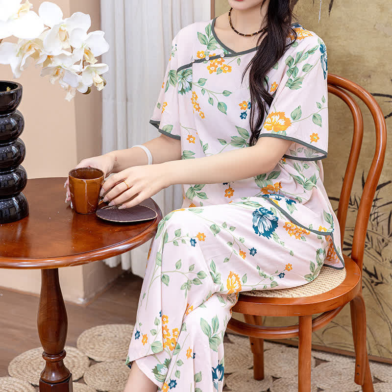 Ensemble de vêtements d'intérieur à manches courtes de style campagnard avec un look doux