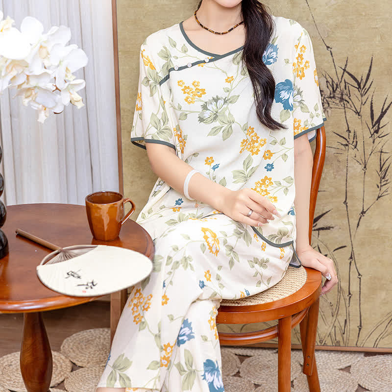 Ensemble de vêtements d'intérieur à manches courtes de style campagnard avec un look doux