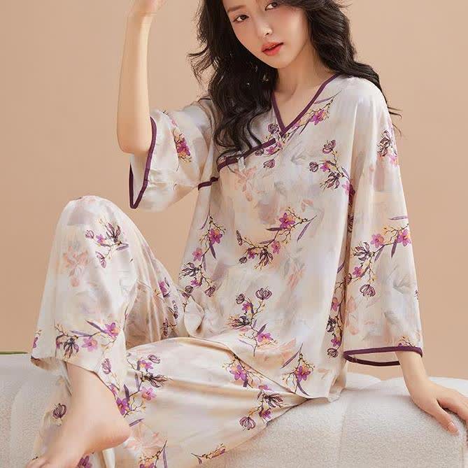 Ensemble de vêtements de détente noués en fleur de pêcher