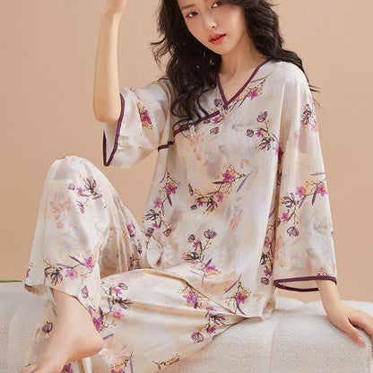 Ensemble de vêtements de détente noués en fleur de pêcher