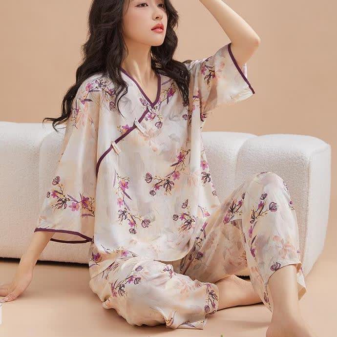 Ensemble de vêtements de détente noués en fleur de pêcher