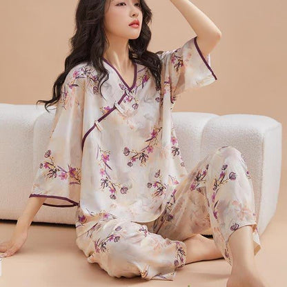 Ensemble de vêtements de détente noués en fleur de pêcher