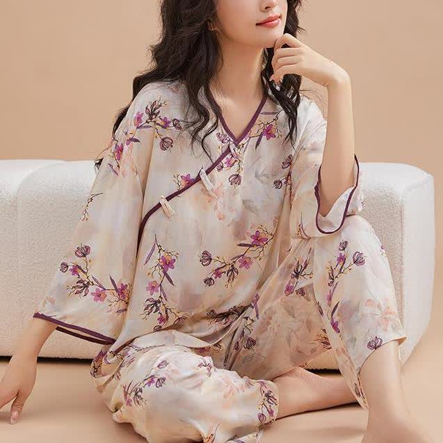 Ensemble de vêtements de détente noués en fleur de pêcher