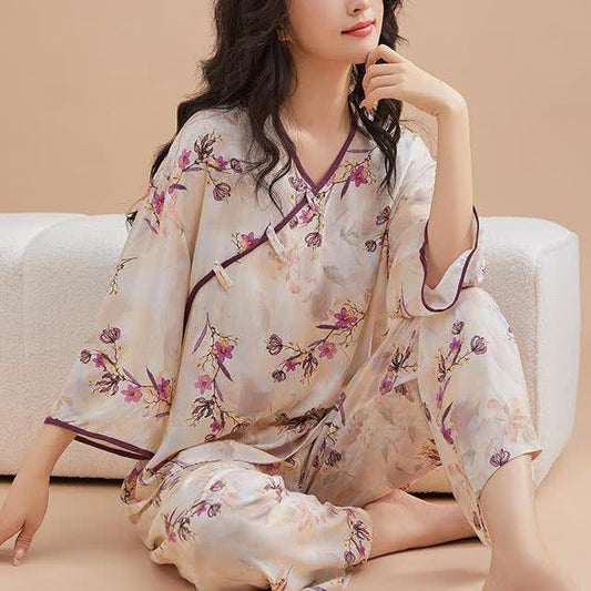 Ensemble de vêtements de détente noués en fleur de pêcher