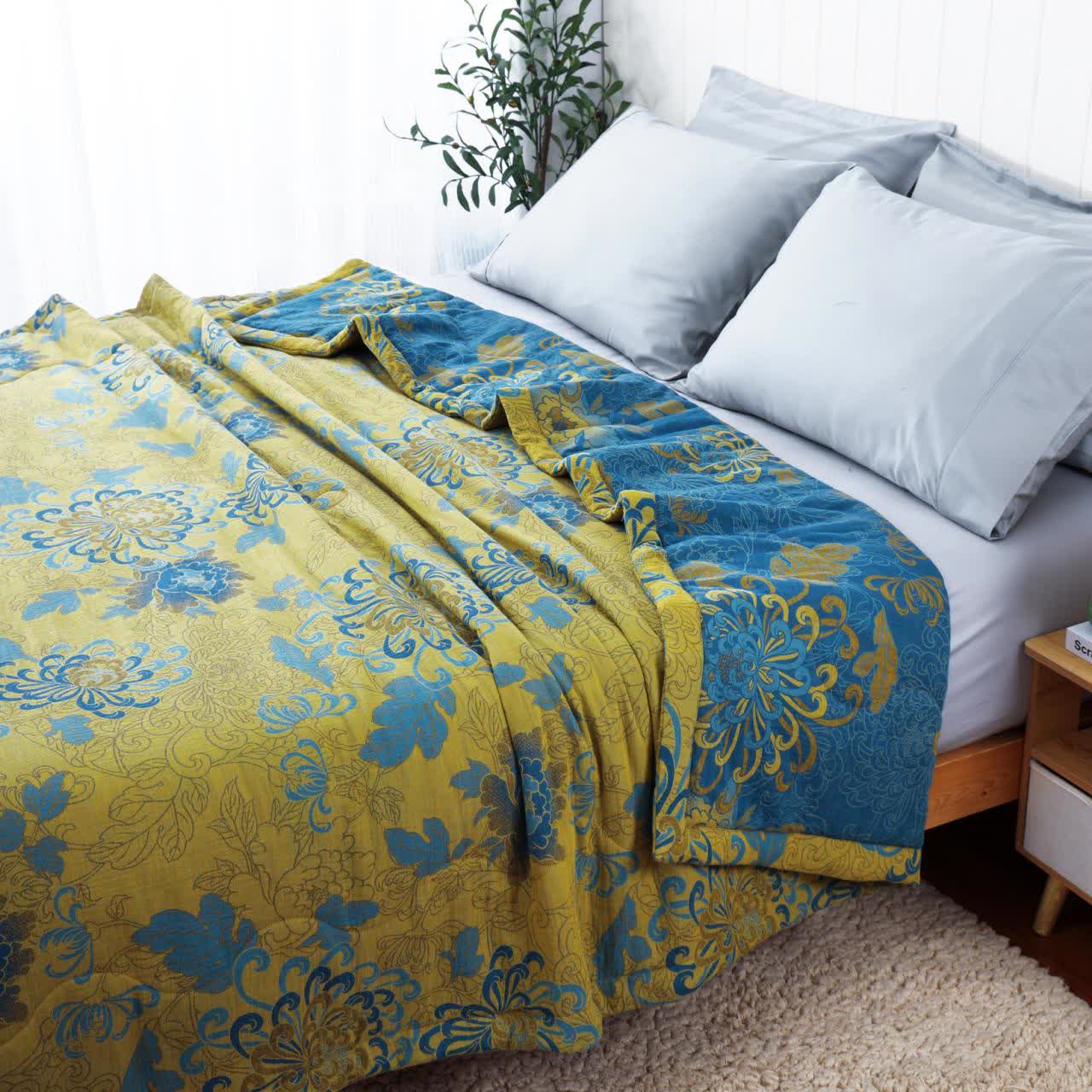 Couette d'été en pur coton avec double fil de style jacquard rétro