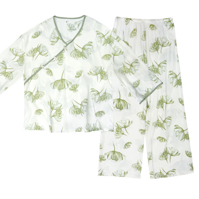 Ensemble de vêtements d'intérieur à boutons noués et floraux
