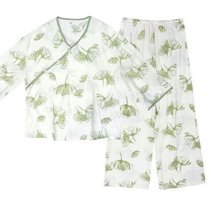 Ensemble de vêtements d'intérieur à boutons noués et floraux