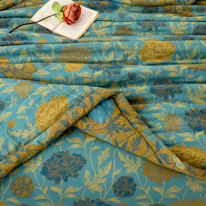 Couette d'été luxueuse à double épaisseur en coton avec un motif jacquard floral