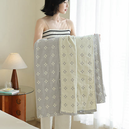 Couverture réversible en gaze de coton pur avec trèfle à quatre feuilles
