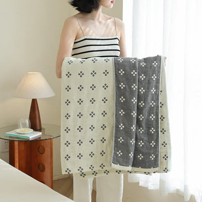 Couverture réversible en gaze de coton pur avec trèfle à quatre feuilles