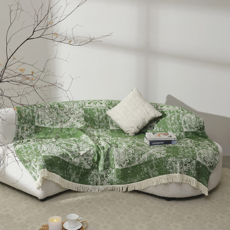 Couette douce en gaze de pur coton de style ethnique avec pompons