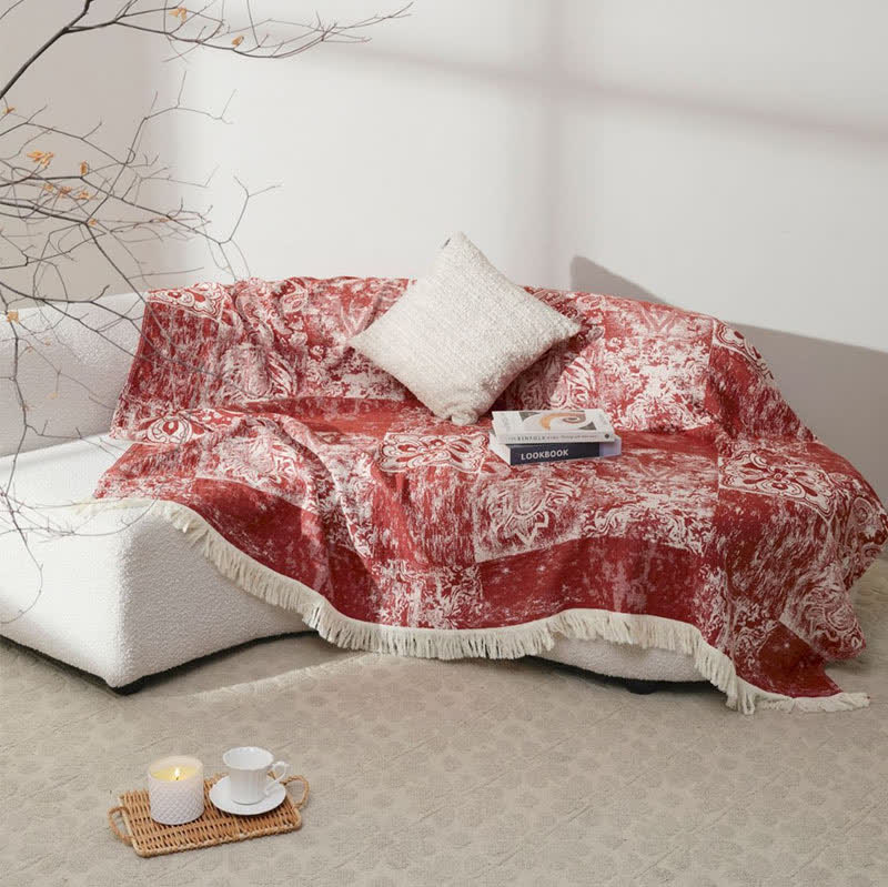 Couette douce en gaze de pur coton de style ethnique avec pompons