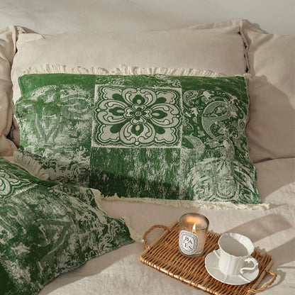 Couette douce en gaze de pur coton de style ethnique avec pompons
