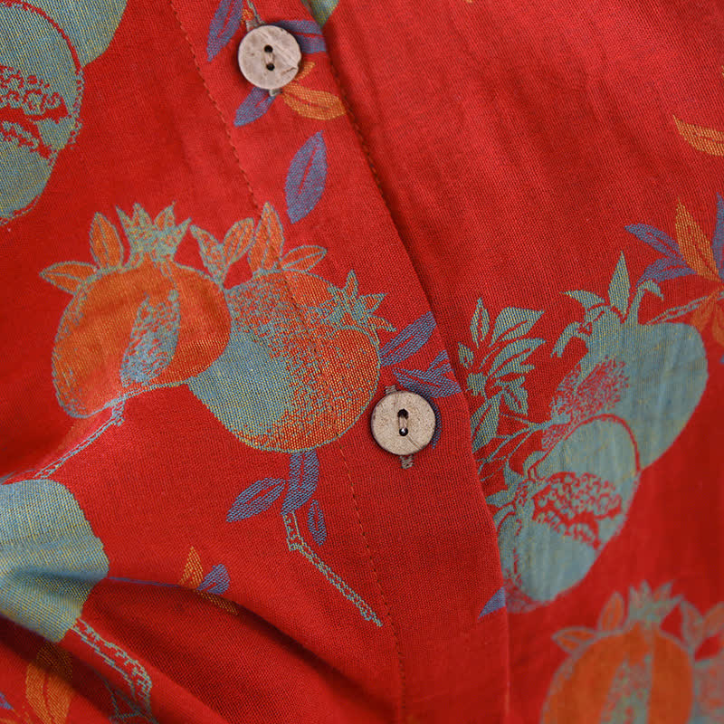 Ensemble pyjama fleur de grenade en jacquard de coton style vintage, teint en fil