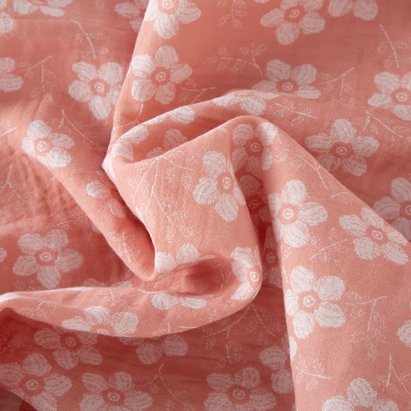 Ensemble pyjama rétro en jacquard de coton teint en fil à motif floral