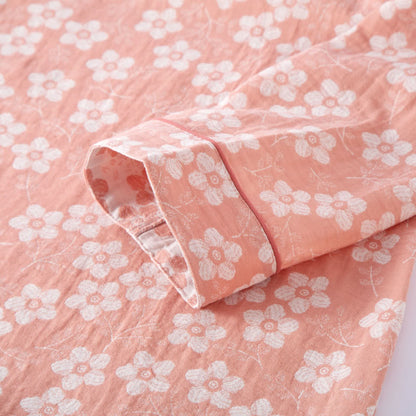 Ensemble pyjama rétro en jacquard de coton teint en fil à motif floral