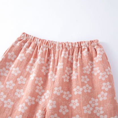 Ensemble pyjama rétro en jacquard de coton teint en fil à motif floral